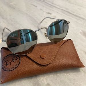 Ray Ban round sunglasses gunmetal silver mirrored